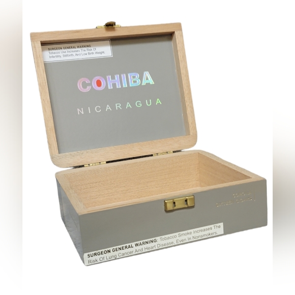 Cohiba Nicaragua Small Gray EMPTY Wood Cigar Box - Picture 2 of 7